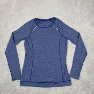 Lucy Blue Space Dye Long Sleeve Activewear Top Women Thumbholes Reflective Trim